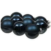 Othmar decorations 12x stuks glazen kerstballen donkerblauw 8 cm mat/glans - Kerstbal