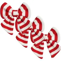 House of Seasons kerstdecoratie strikken- 3x - rood/wit - 14 cm - Kersthangers