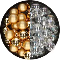 Othmar decorations Mini kerstballen - 48x- transparant parelmoer/goud - 2,5 cm - glas - Kerstbal