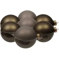 Othmar decorations 8x stuks glazen kerstballen eucalyptus grijs/bruin 10 cm mat/glans - Kerstbal