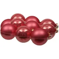 Othmar decorations 12x stuks glazen kerstballen bubblegum roze 8 cm mat/glans - Kerstbal