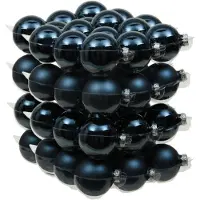 Othmar decorations 72x stuks glazen kerstballen donkerblauw 4 cm mat/glans - Kerstbal