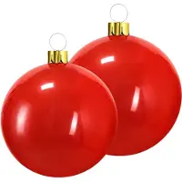 Merkloos Grote opblaasbare decoratie kerstballen - 2x st - 45 en 65 cm - rood - Opblaasfiguren