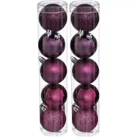 Atmosphera kerstballen - 10x stuks - framboos roze - kunststof - 5 cm - Kerstbal