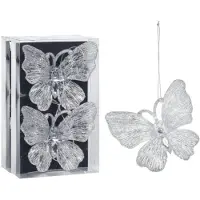 Merkloos Christmas Decoration kersthangers vlinders - 4x st- kunststof - 15 cm - Kersthangers