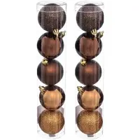 Atmosphera kerstballen - 10x stuks - brons - kunststof - 5 cm - Kerstbal