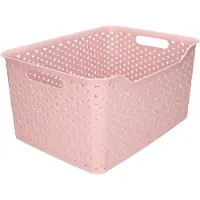 Forte Plastics Plasticforte opbergmand/kastmandje - 18 liter - roze - kunststof - 29 x 39 x 19 cm - Opbergmanden