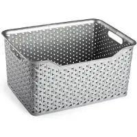 Forte Plastics Plasticforte opbergmand/kastmandje - 18 liter - zilver - kunststof - 29 x 39 x 19 cm - Opbergmanden