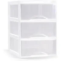 Forte Plastics Plasticforte Ladeblokje/bureau organizer 3x lades - transparant/wit - L26 x B37 x H37 cm - Ladeblok