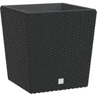 vidaXL Plantenbak met uitneembare bak rattan-look 21/32 L PP antraciet