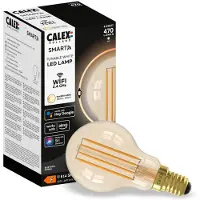 Calex Slimme Lamp - Set van 2 stuks - Wifi LED Filament Verlichting - E14 - Smart Bulb Goud - Dimbaar - Warm Wit licht - 4,5W