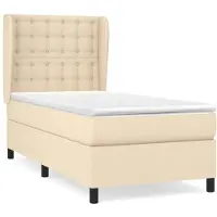 vidaXL Boxspring met matras stof crèmekleurig 90x200 cm
