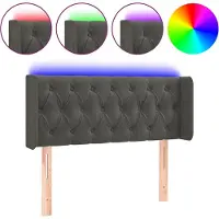 vidaXL Hoofdbord LED 103x16x78/88 cm fluweel donkergrijs