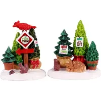 Lemax Vail Village Kerstdorpminiatuur Tree Farm Display (verkoopbord Kerstbomen) 8,5 X 3 X 4,6 Cm 2-delig
