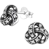 Montebello Oorbellen Ansie - 925 Zilver Geoxideerd - Knopje - ∅8mm
