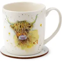 Puckator Mok & Onderzetter - Jan Pashley - Highland Koe - Porselein - 300ml
