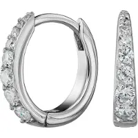 Traveller Oorringen - Dames - Edelstaal - Zilverkleurig - Zirkonia - Geplatineerd - Ringen ø 14 mm - 166318