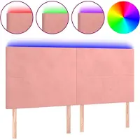 vidaXL Hoofdbord LED 200x5x118/128 cm fluweel roze