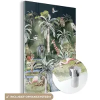MuchoWow Glasschilderij 120x160 cm - Schilderij acrylglas - Kinderen - Jungle - Natuur - Dieren - Planten - Foto op glas - Schilderijen