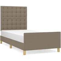 vidaXL Bedframe met hoofdeinde stof taupe 90x190 cm