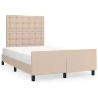 vidaXL Bedframe met hoofdbord kunstleer cappuccinokleurig 120x200 cm