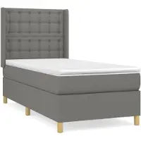 vidaXL Boxspring met matras stof donkergrijs 90x200 cm
