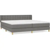 vidaXL Boxspring met matras stof donkergrijs 160x200 cm