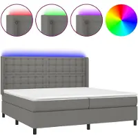 vidaXL Boxspring met matras en LED stof donkergrijs 200x200 cm