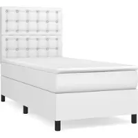 vidaXL Boxspring met matras kunstleer wit 90x200 cm