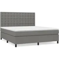 vidaXL Boxspring met matras stof donkergrijs 180x200 cm
