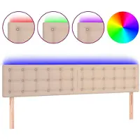 vidaXL Hoofdbord LED 200x5x78/88 cm kunstleer cappuccinokleurig