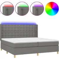 vidaXL Boxspring met matras en LED stof donkergrijs 200x200 cm