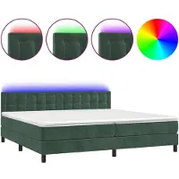 vidaXL Boxspringbed met matras en LED-verlichting, donkergroen, 200x200 cm, fluweel