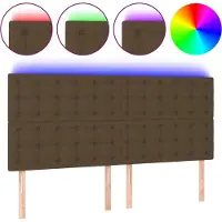 vidaXL Hoofdbord LED 200x5x118/128 cm stof donkerbruin