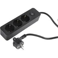 Q-Link stekkerdoos - 3-voudig - met schakelaar - plat - 3 x 1.5 mm² - 1.5 m - PVC - zwart