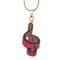 Aim Halsketting vioolsleutel zwart met rood highlights