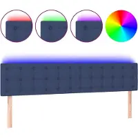 vidaXL Hoofdbord LED 200x5x78/88 cm stof blauw
