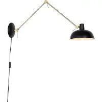 QAZQA Retro wandlamp zwart met brons - Milou