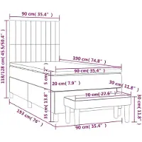 vidaXL Boxspring met matras stof crèmekleurig 90x190 cm