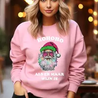 B&C Foute oversized kersttrui-Valt groot- Hohoho Als er maar wijn is- roze oversized sweater- maat XL