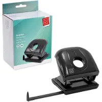 Soho Perforator – Perforator 2–gaats – Perforeert tot 30 vellen – Perforator met opvangbakje – Powersafe – Voorzien van Eurolock – 12 x 12 cm – Zwart