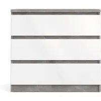 Ebuy24 Nada kommode laag met 3 lades, betondecor/wit hoogglans.