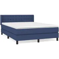 vidaXL Boxspringbed met matras, blauw, 140x190 cm, gestoffeerd