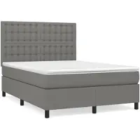 vidaXL Boxspring met matras stof donkergrijs 140x190 cm