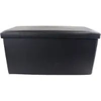 MISOU Poef - Opbergbank - Opvouwbaar met Opbergruimte - Opbergbox - Zwart - 76,5x38x37,5cm - PU Leder