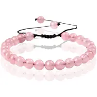Memphis No.2 Natuursteen Armband Dames - 6mm Pink Quartz