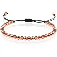 Memphis Macrame Armband Dames - 5mm Rose Goudkleurige Kralen