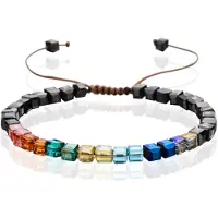 Memphis Bohemia Kralen Armband - 4mm Kristal Glas Zwart Multi