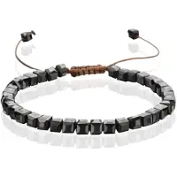 Memphis Bohemia Kralen Armband - 4mm Kristal Glas Zwart