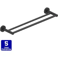 FortiFura Calvi Handdoekhouder - dubbel - rond - mat zwart SW639934